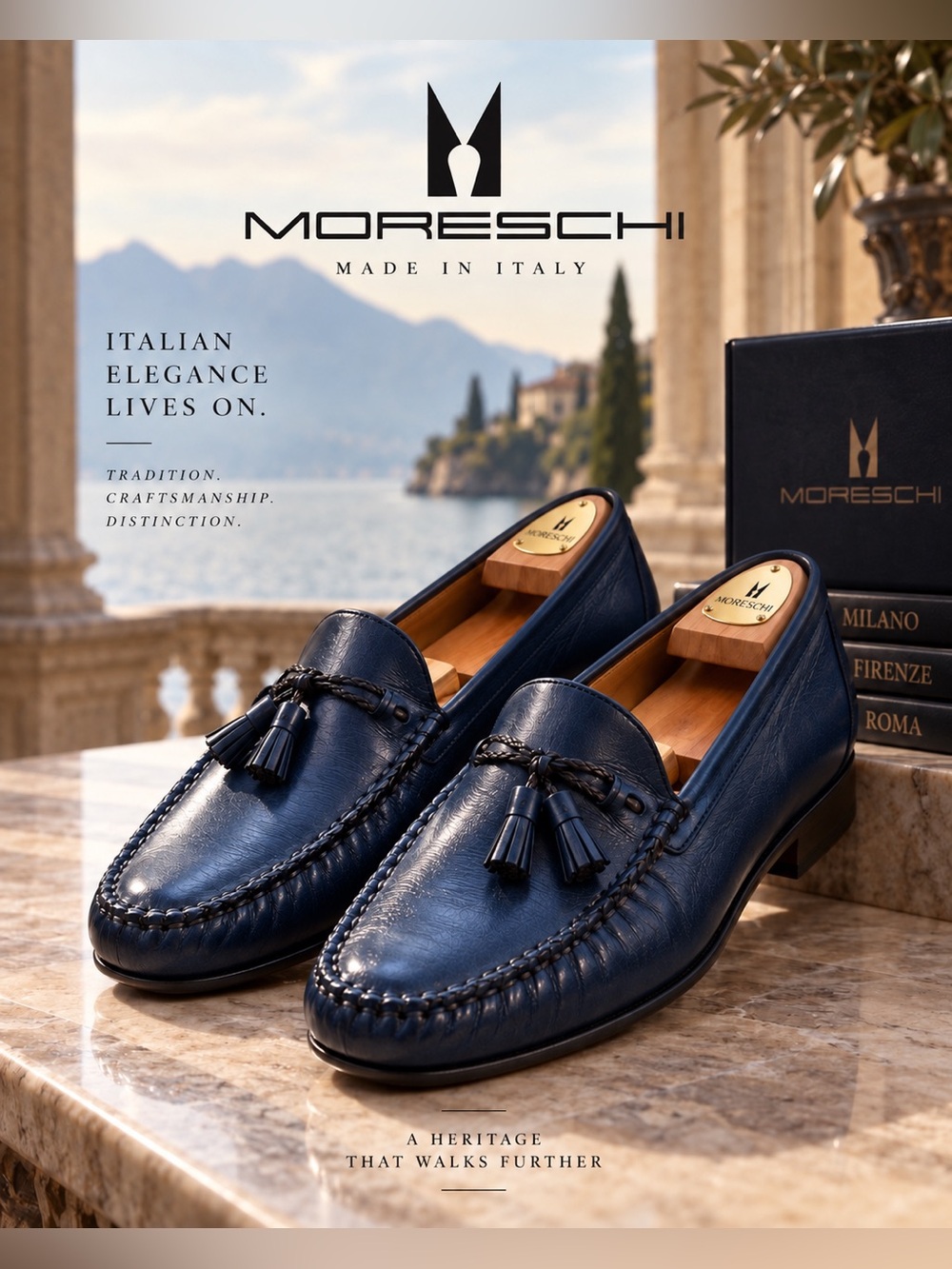 Moreschi Blue Calfskin Loafers - 10.5
